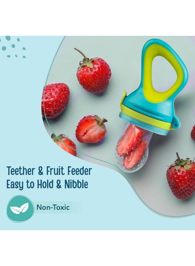 Luvlap Silicone Food/Fruit Nibbler with Extra Mesh, Soft Pacifier/Feeder, Teether for Infant Baby, Infant, Elegant Blue, BPA Free - Image 3