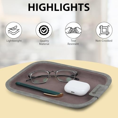 GadgetBite Desk Organiser Office Table Tray for Home Office Organizer Vegan Leather Desktop Tray for Office Home Stationery Pen Pencil Keys Phone Notes Specs Earphone Cable Cord Gadget Accessories - Image 4