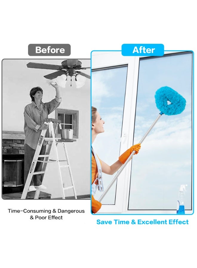 Ceiling Fan Cleaner Duster Reusable Microfiber Ceiling Fan Blade Cleaner Removable Duster with Extension Pole Adjusts 13 to 49.7 Inch for Cleaning Walls Bookshelves Furniture Door Window Top (Blue) - Image 4