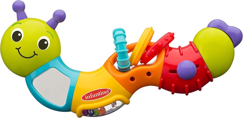 infantino Infantino Topsy Turby Twist and Play Caterpillar Rattle  Rotating Body Sliding Rings Mirror  Noise Makers  Activity Toy for Ages 6 Months  - Image 2