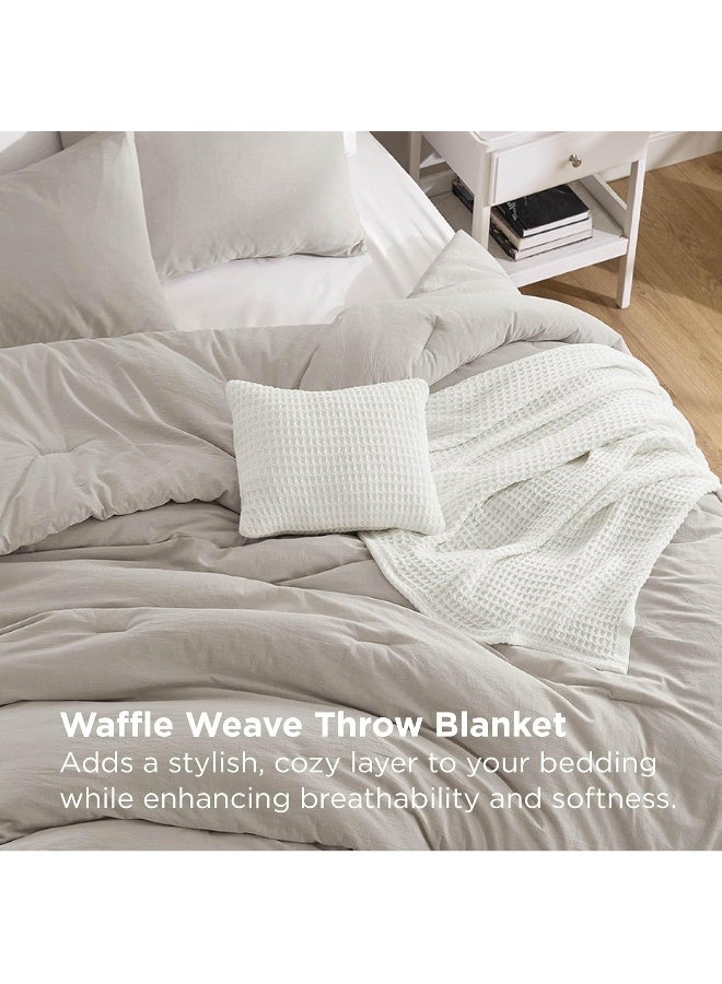 Bedsure 5 Pieces Cotton Comforter Set with Cotton Waffle Throw Blanket - Image 3