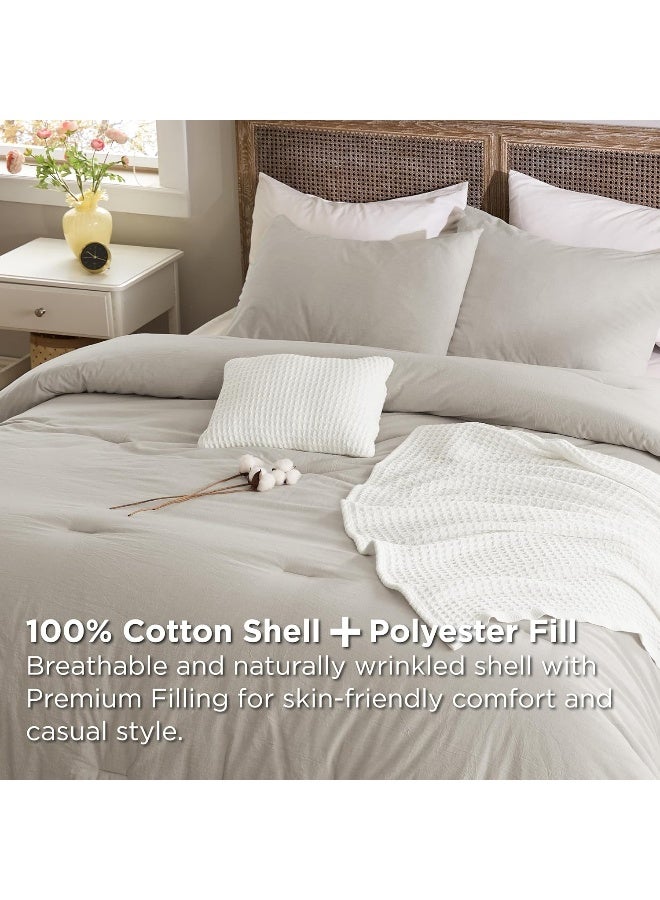 Bedsure 5 Pieces Cotton Comforter Set with Cotton Waffle Throw Blanket - Image 2