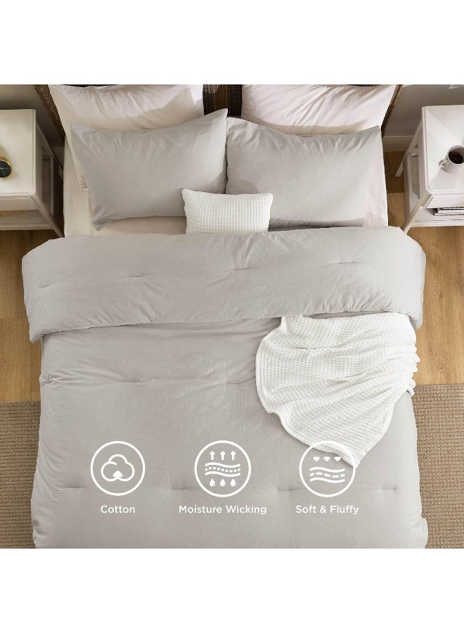 Bedsure 5 Pieces Cotton Comforter Set with Cotton Waffle Throw Blanket - Image 4