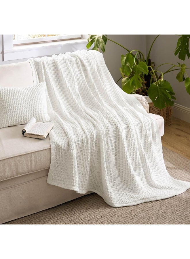 Bedsure 5 Pieces Cotton Comforter Set with Cotton Waffle Throw Blanket - Image 5