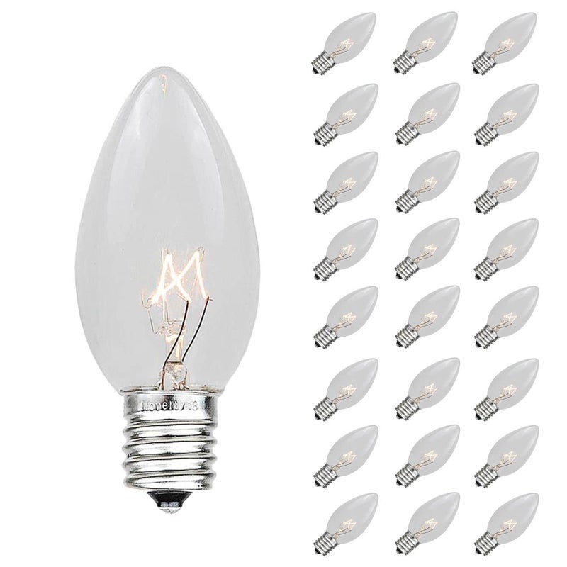 Novelty Lights Novelty Lights Christmas Replacement Bulbs  Outdoor Individual Bulbs For Events Holiday Parties Patios And More  C7E12 Candelabra Base 5 Watt Lights Clear 25 Pack 