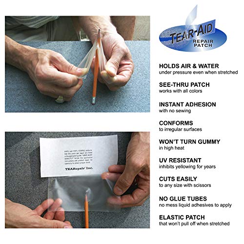TEAR-AID Vinyl Seat Repair Kit, Type B Clear Patch for Vinyl and Vinyl-Coated Materials, Works On Cars, Motorcycles, Jetski, Boats & More, Blue Box, Single Pack - Image 3