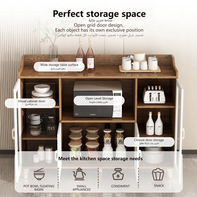 Sharpdo Large Capacity Kitchen Cabinet, Independent Multi-Functional Sideboard, Suitable for Coffee Corner & Kitchen Organization 120*40*94CM - Image 4