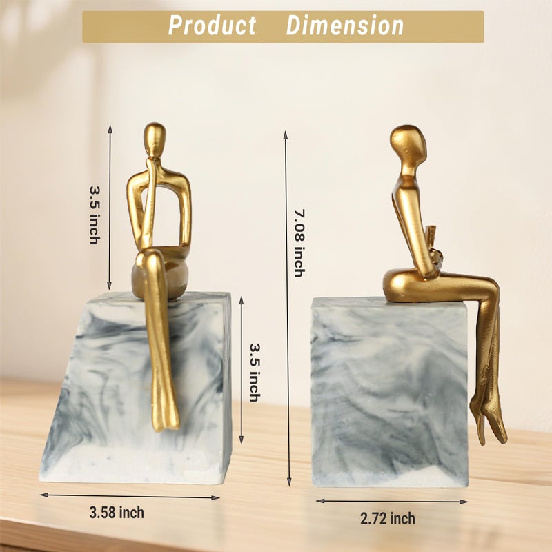 Mervkis Book Ends for Shelves to Hold Books,Heavy Duty Thinker Abstract Statue Decorative Bookends for Home Office Bookshelf, Gift for Book Lovers,1 Pair - Image 3