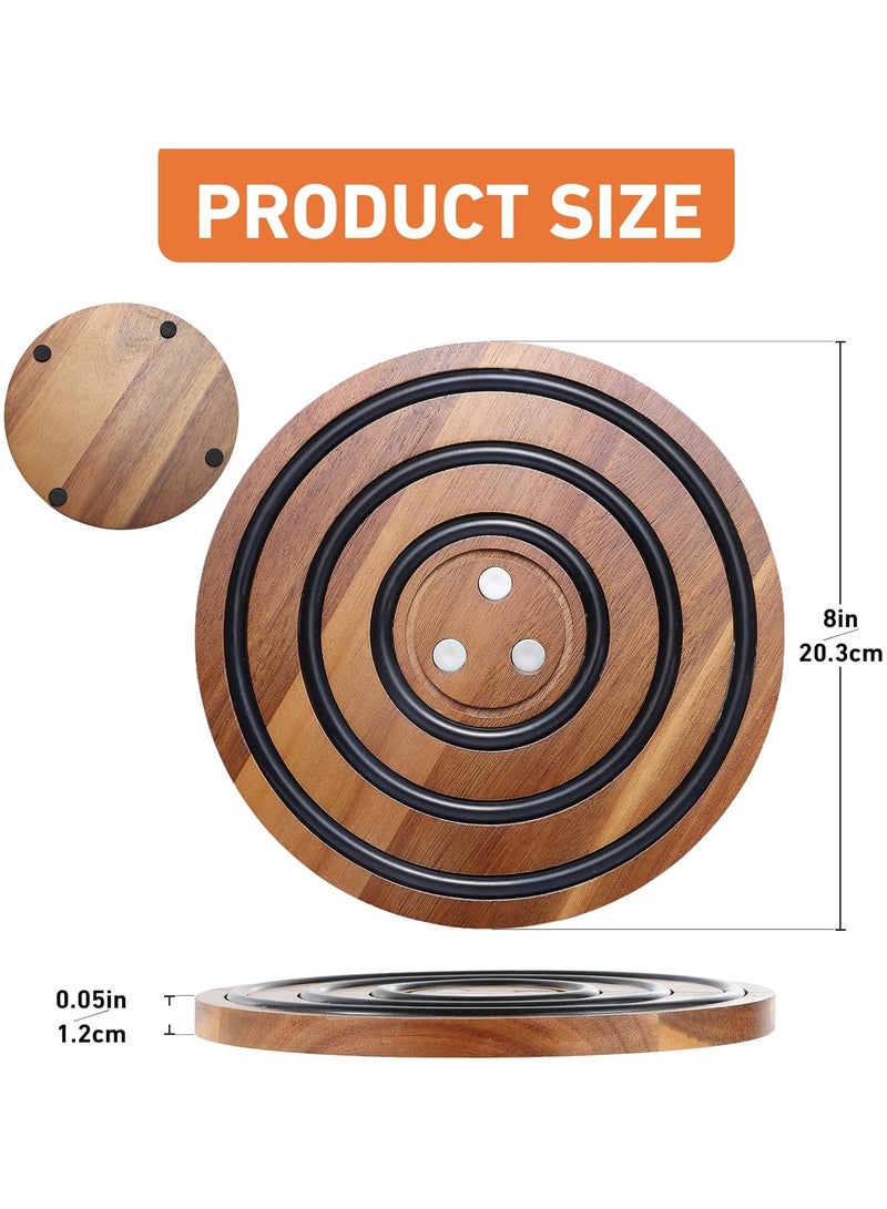 Wooden magnetic pot mat wooden tabletop heat insulation pad round wooden casserole mat base magnetic wooden pot mat - Image 2