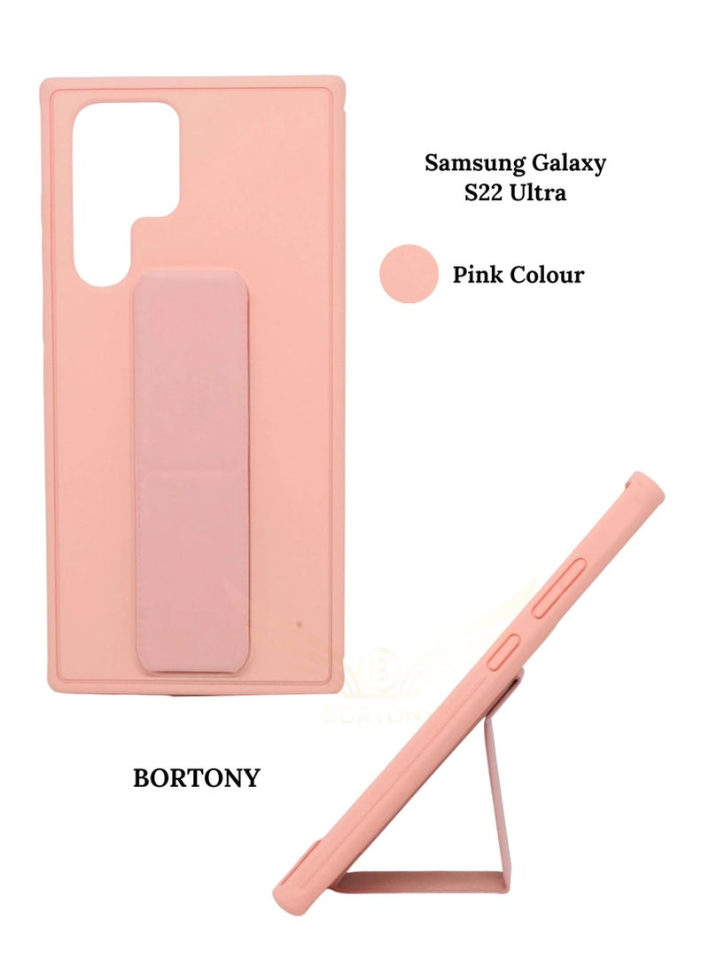 BORTONY Galaxy S22 Ultra Case Premium Silicone Magnetic Car Mount Kickstand Finger Grip Cover - Image 1