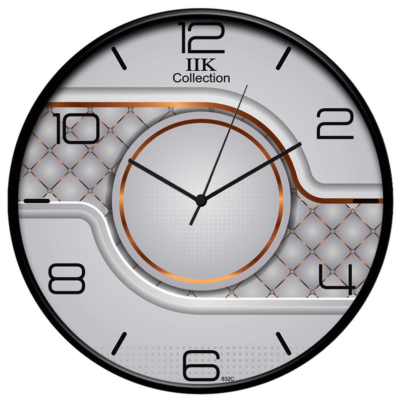 IIK COLLECTION 12-inch Designer Plastic Analogue Round WallClock for Home, Kitchen, Living Room, Bedroom, Office (30 cm x 30 cm x 6 cm) - Image 1