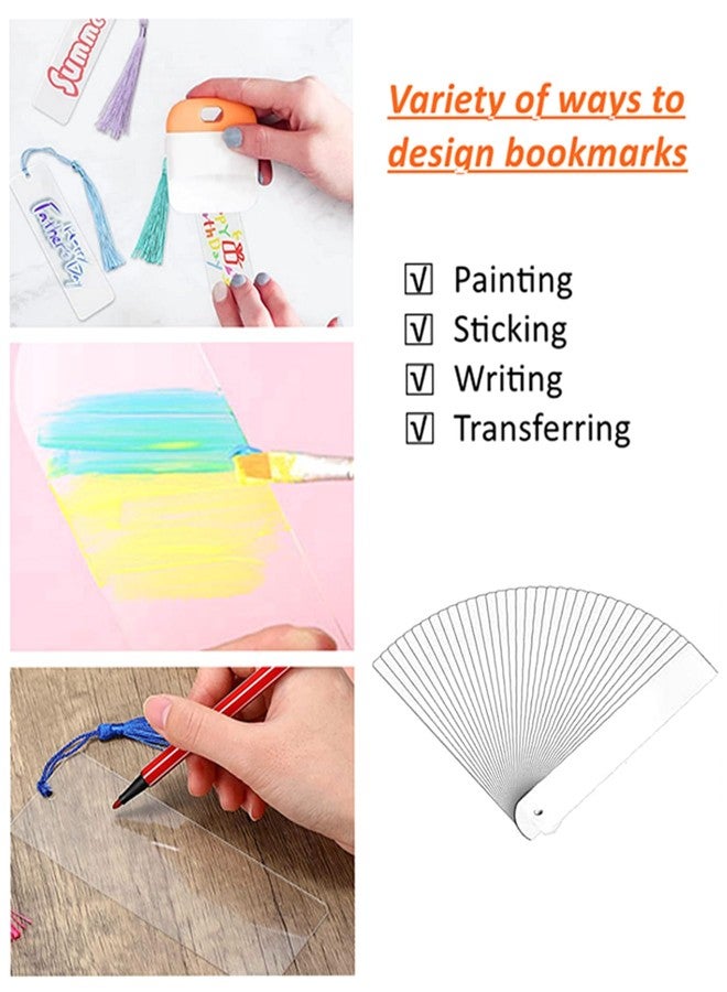 GetALift 30PCS Acrylic Bookmark Blanks, Clear Acrylic Craft Bookmarks with 30PCS Colorful Tassels, Transparent Rectangle Round Bookmarks Bulk for DIY Crafts Hanging Tag Gift Tag Price Tags- Rectangle - Image 4