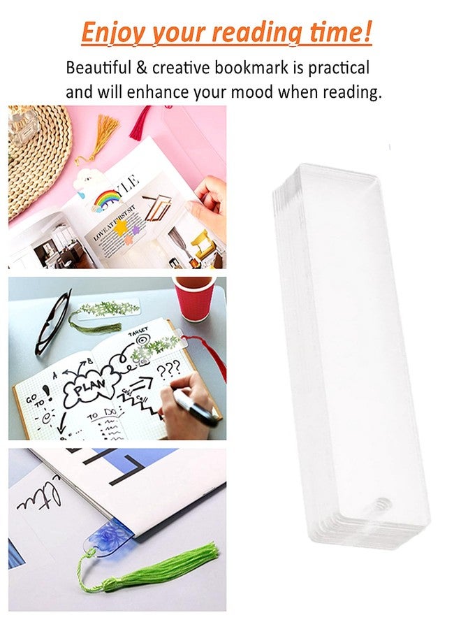 GetALift 30PCS Acrylic Bookmark Blanks, Clear Acrylic Craft Bookmarks with 30PCS Colorful Tassels, Transparent Rectangle Round Bookmarks Bulk for DIY Crafts Hanging Tag Gift Tag Price Tags- Rectangle - Image 5