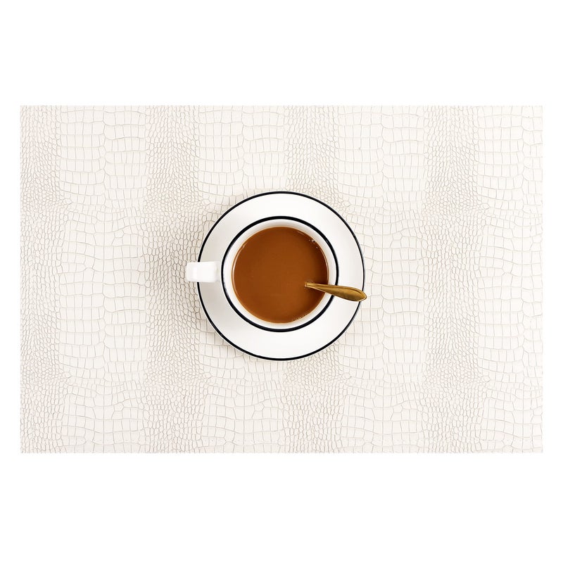Faux Leather Hardboard Placemats Set of 6 PU Table Mats Easy to Clean Heat  Stain Resistant for Office Conference Table Dining Home Decor White