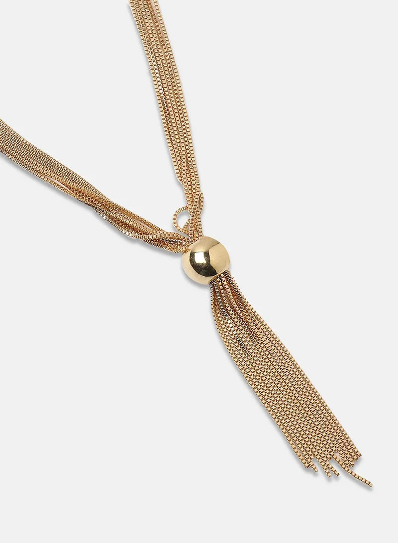 سوهي قلادة لاريات بسلسلة كرات مجوهرات اصطناعية