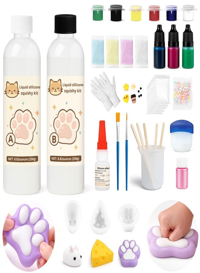 GDDP 18oz Liquid Slilicone Squishy Making Kit, 1:1 AB Ratio Epoxy Resin Mix Squishy Kit, Anxiety & Relaxation, with Cat Paw, Rabbit & Cheese Molds, Plenty of Accessories, Enjoy DIY - Image 1