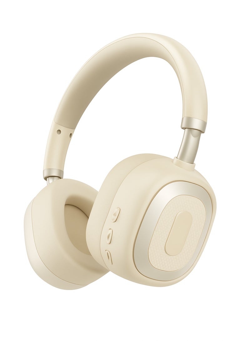 LS-256 Stereo Bluetooth Headphones - Lightweight with Comfortable Headband - Type-C Charging - 250mAh Battery - Apricot Color - Image 1