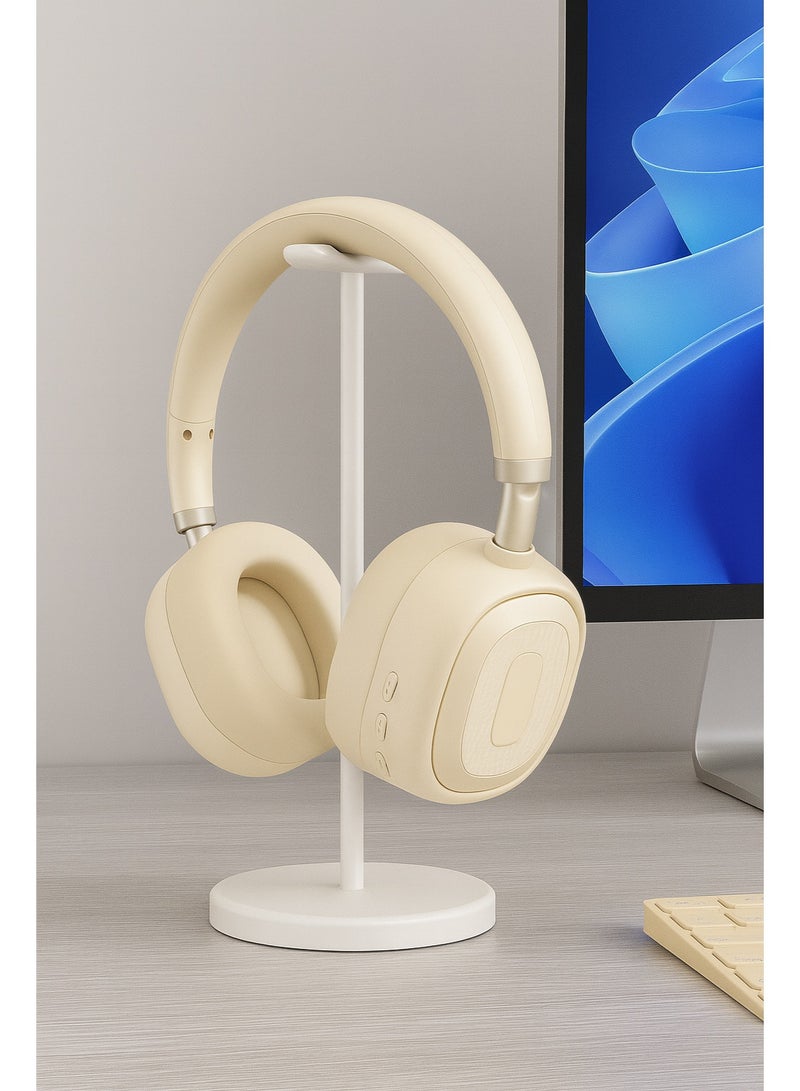 LS-256 Stereo Bluetooth Headphones - Lightweight with Comfortable Headband - Type-C Charging - 250mAh Battery - Apricot Color - Image 2