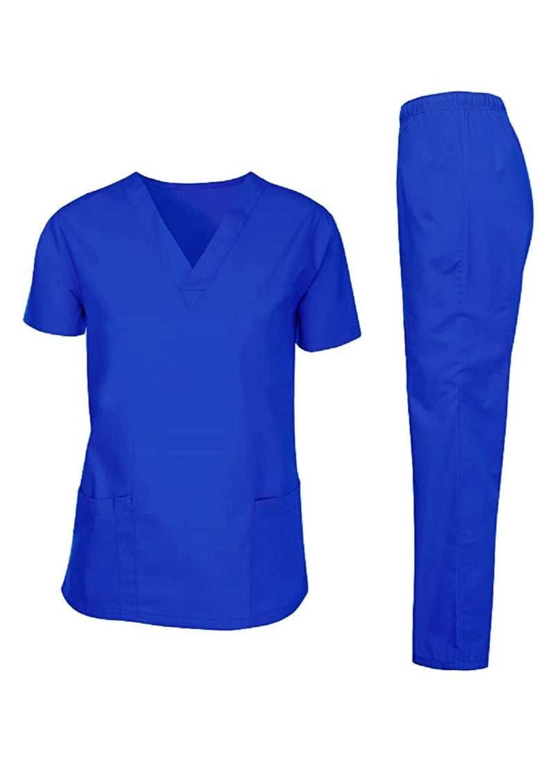 Rannah's Closet Scrubs Medical Uniform Unisex Top and Pants Nurse Suit Set 