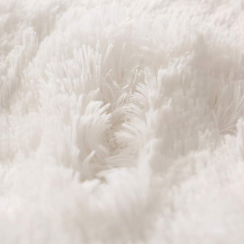 Uhamho Faux Fur Velvet Fluffy Bedding Duvet Cover Set Down Comforter Quilt Cover with Pillow Shams, Ultra Soft Warm (White, King) - Image 4