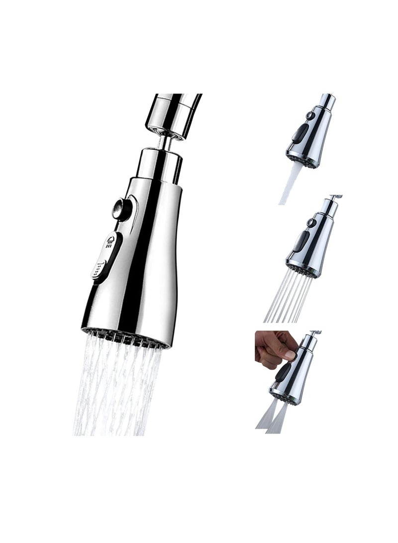 Barakah 360 degree Swivel Faucet Tap Aerator,with 3 Water Outlet Modes,Water Saving Splash Proof Kitchen Bathroom Head Sink Spout,Apply to 22 to 24mm Tap Spray Head (Sliver) - Image 1