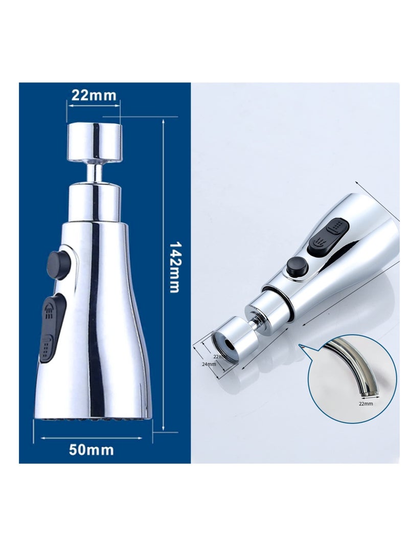 Barakah 360 degree Swivel Faucet Tap Aerator,with 3 Water Outlet Modes,Water Saving Splash Proof Kitchen Bathroom Head Sink Spout,Apply to 22 to 24mm Tap Spray Head (Sliver) - Image 4