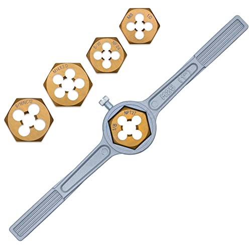 EFFICERE 86-Piece Master Tap and Hex Die Set, Premium Titanium Coating | SAE Size #4 to 5/8”, Metric Size M3 to M16 | For All Coarse, Fine, Pipe Threads | Complete with Holders, Stocks, Gauges and Metal Case - Image 5