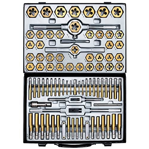EFFICERE 86-Piece Master Tap and Hex Die Set, Premium Titanium Coating | SAE Size #4 to 5/8”, Metric Size M3 to M16 | For All Coarse, Fine, Pipe Threads | Complete with Holders, Stocks, Gauges and Metal Case - Image 2