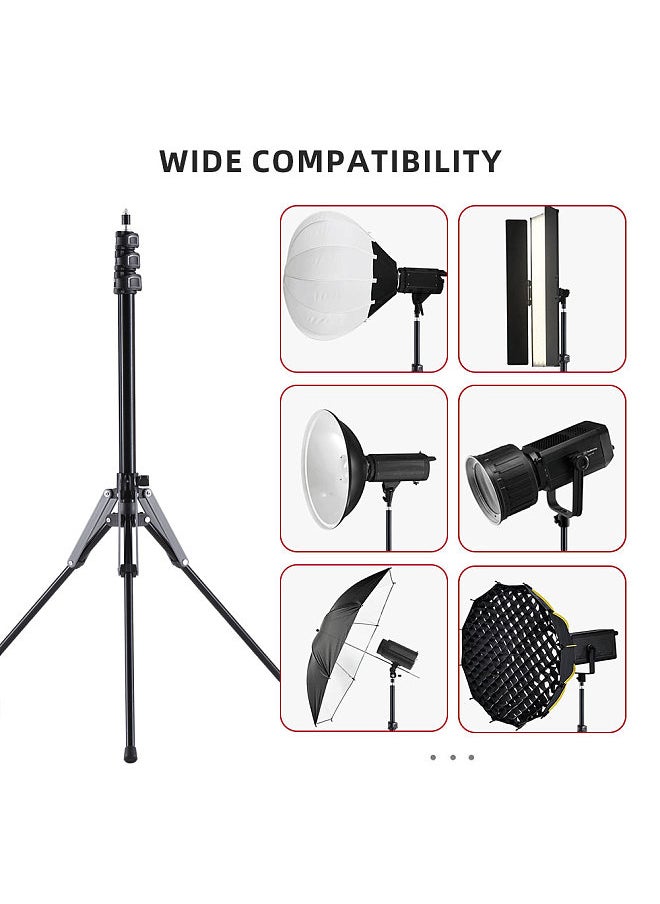 Generic - 189cm/74.4in Adjustable Tripod Stand Video Light Stand Aluminum Alloy Material 3-section Adjustable 5kg/11lbs Load Capacity with 1/4in Threaded Screw for Video LED/ Flaah Light/ Softbox/ Reflector - Image 1