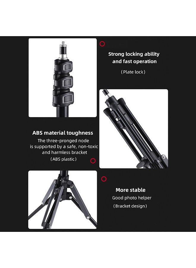 Generic 189cm/74.4in Adjustable Tripod Stand Video Light Stand Aluminum Alloy Material 3-section Adjustable 5kg/11lbs Load Capacity with 1/4in Threaded Screw for Video LED/ Flaah Light/ Softbox/ Reflector  - Image 2