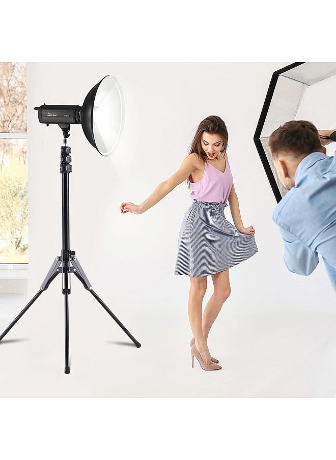 Generic 189cm/74.4in Adjustable Tripod Stand Video Light Stand Aluminum Alloy Material 3-section Adjustable 5kg/11lbs Load Capacity with 1/4in Threaded Screw for Video LED/ Flaah Light/ Softbox/ Reflector  - Image 3
