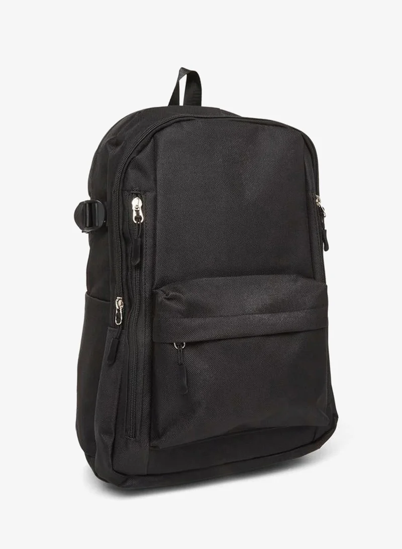 Styli Black Solid Large-Capacity Travel Backpack