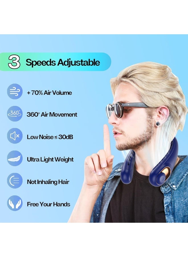 NIBEMINENT Neck Fan, Portable Bladeless Neck Fans, Upgrade 360° Airflow, Super Quiet, 3 Speeds, 3600mAh Personal Wearable Neck Fan, Upgraded Cooling Air Volume USB Rechargeable Hands Free Fan - Image 2