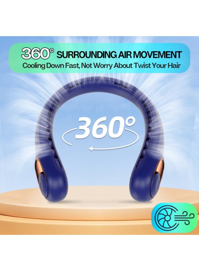 NIBEMINENT Neck Fan, Portable Bladeless Neck Fans, Upgrade 360° Airflow, Super Quiet, 3 Speeds, 3600mAh Personal Wearable Neck Fan, Upgraded Cooling Air Volume USB Rechargeable Hands Free Fan - Image 5