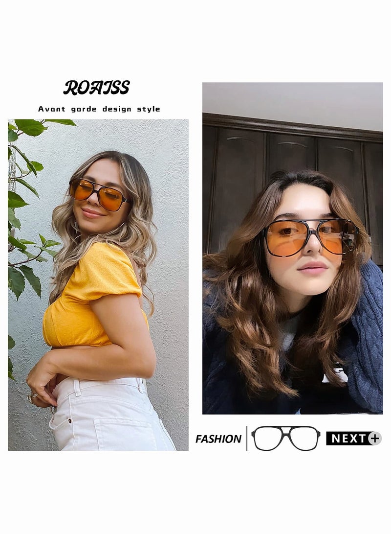 roaiss Classic Vintage Large Frame Retro  Aviator Sunglasses for Women Men  - Image 3