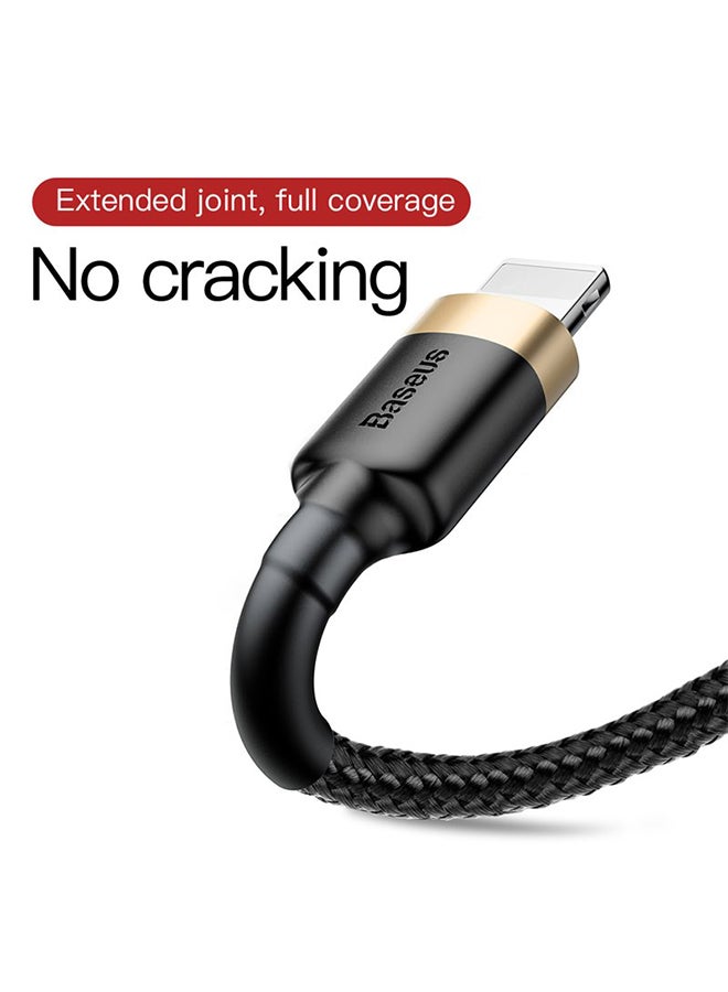 بيسوس كابل شحن USB إلى Lightning كافول من النايلون المضفر عالي الكثافة للشحن السريع متوافق مع هواتف آيفون 13 و12 و11 برو ماكس وميني وXS وX و8 و7 و6 و5 وSE وآي باد (بطول 3 أمتار) ذهبي/ أسود - Image 2