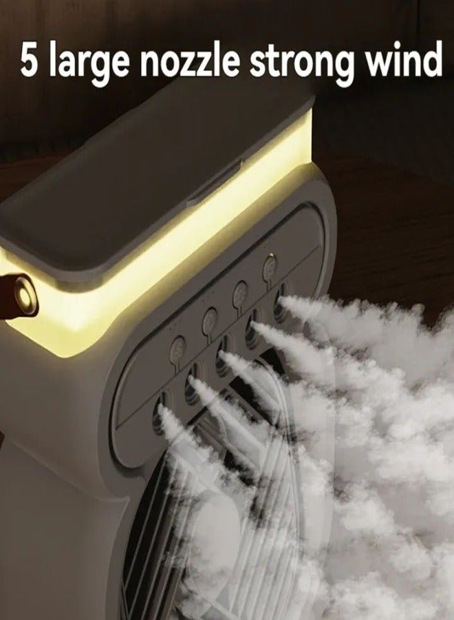 Portable Fan Mini Air Conditioner Fan, Desktop Misting Fast Cooling Fan With Led Light,Multifunctional Evaporative Air Cooler Oscillation/Humidifier/Timing Function For Room Office (green)  - Image 2