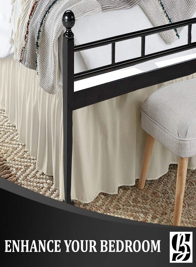 SKY BEDDINGS أغطية سرير سكاي - تنورة سرير بحجم كوين مع زوايا مقسومة - تنورة سرير بارتفاع 16 بوصة مع تغطية ثلاثية الجوانب - 100% ميكروفايبر، عاجي - Image 2