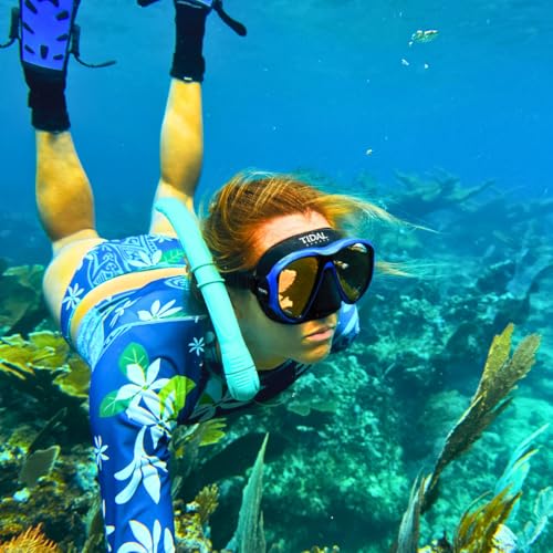 Pro Shot Tidal Mask for Snorkeling and Scuba Diving Best Anti-Fog Technology Blue/Black/Tinted Lens (Blue Reflective Lens) - Image 4