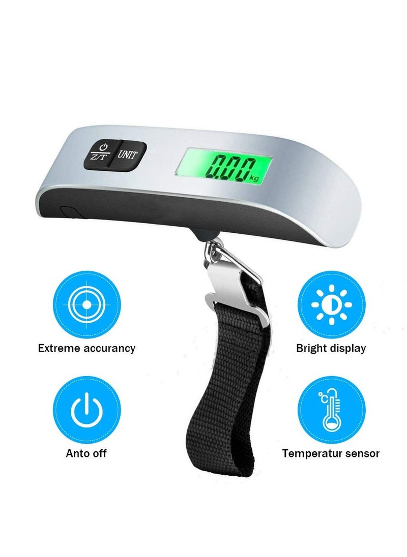 Generic - Luggage Pocket Scale 50kg Portable Hanging Fishing Weight Scale, with Tare, Back-lit LED Display for Weighing Scale (Black) - Image 1