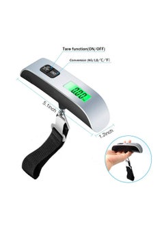 Luggage Pocket Scale 50kg Portable Hanging Fishing Weight Scale, with Tare, Back-lit LED Display for Weighing Scale (Black)