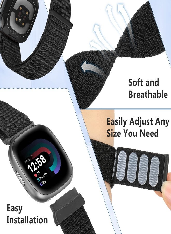 Bcuckood Nylon Loop Compatible with Fitbit Sense 2/Fitbit Sense/Fitbit Versa 4/Fitbit Versa 3 Bands, Women Men Soft Nylon Adjustable Breathable Strap Solo Loop Replacement Wristband - Image 2