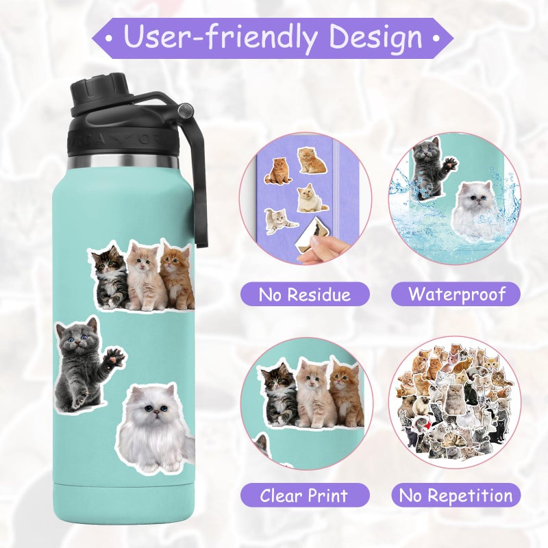 Fuzmo 100 Pcs Cat Stickers, Cute Meme Kitten Stickers for Water Bottles Laptop Guitar Suitcase, DIY Waterproof Vinyl Decals Gifts for Adults Teens Kids Boys Girls - Image 2