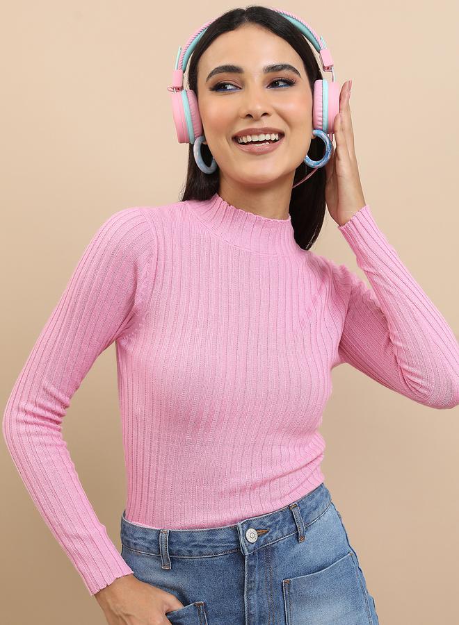 Tokyo Talkies Ribbed Knit High Neck Sweater - Image 1