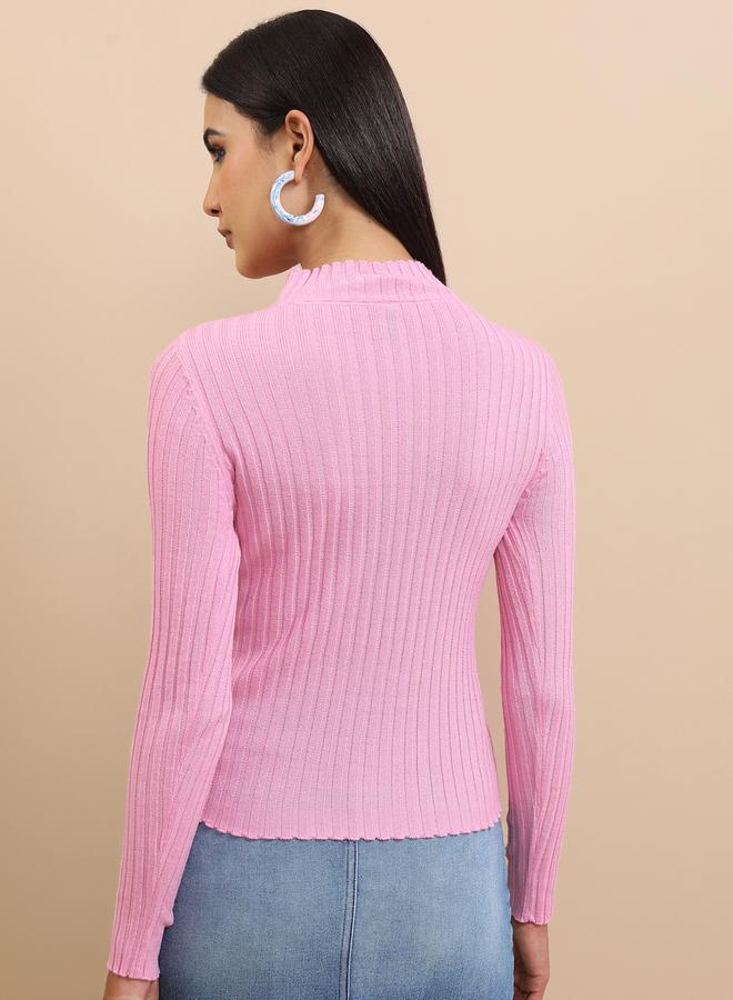 Tokyo Talkies Ribbed Knit High Neck Sweater - Image 3
