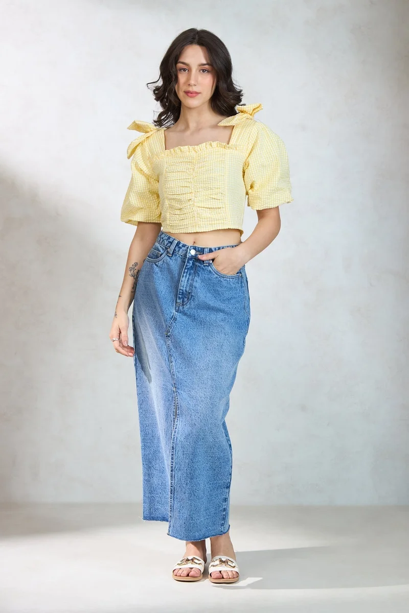 Virgio VIRGIO 100% Cotton Ruched Crop Top