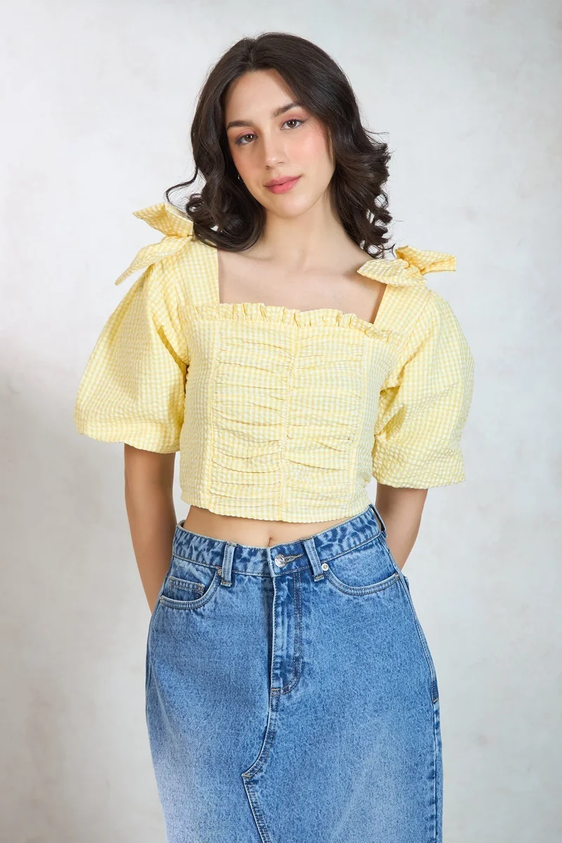 Virgio VIRGIO 100% Cotton Ruched Crop Top