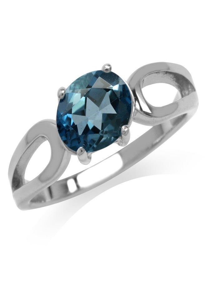 Silvershake 1.31ct. Genuine Oval Shape London Blue Topaz 925 Sterling Silver Solitaire Ring Size 8 - Image 1