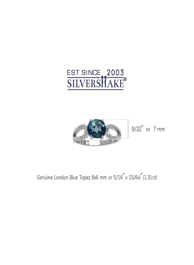 Silvershake 1.31ct. Genuine Oval Shape London Blue Topaz 925 Sterling Silver Solitaire Ring Size 8 - Image 2