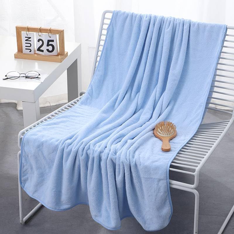 Fezora® Large Bath Towels for Men & Women | Microfiber Bath Towel | Soft, Absorbent, Quick-Dry Towel (Pack of 2, Grey & Sky Blue) - Image 5
